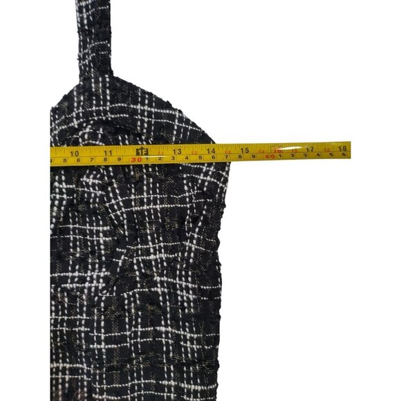 Jopra Women's Black and White Check Tweed Adjustable Strap Crop Top, Size M - Picture 7 of 7